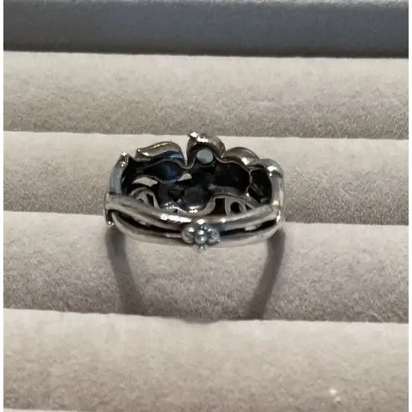 Barbara Bixby Vine and Leaf Ring SS/18K Blue Topaz Size 8.5 - Picture 2 of 2